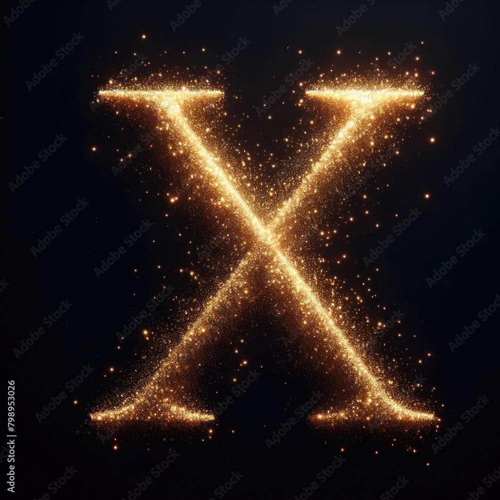 Golden glowing letter Golden glowing letter