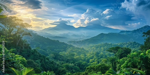 breathtaking view of the lush green rainforest in Costa Rica photo