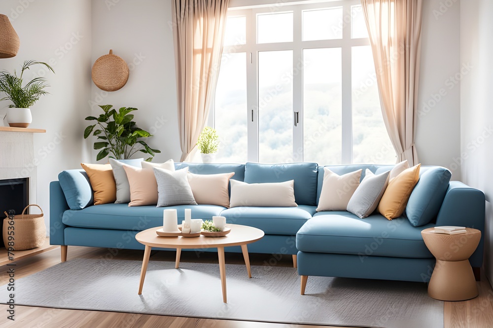 Fototapeta premium Cozy stylish living room interior