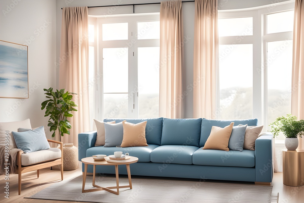 Fototapeta premium Cozy stylish living room interior
