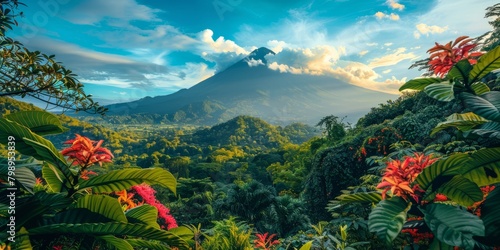 Breathtaking view of the Arenal Volcano in Costa Rica photo