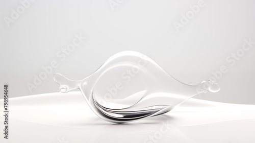 Minimalistic pure flow liquid bubble, white plain background