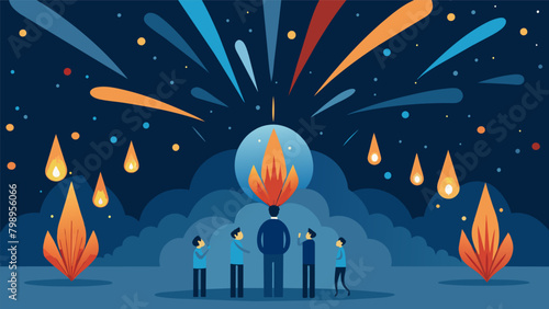 A grand finale of cascading fireworks mirroring the cascading tears of generations past who never got to witness this day.. Vector illustration