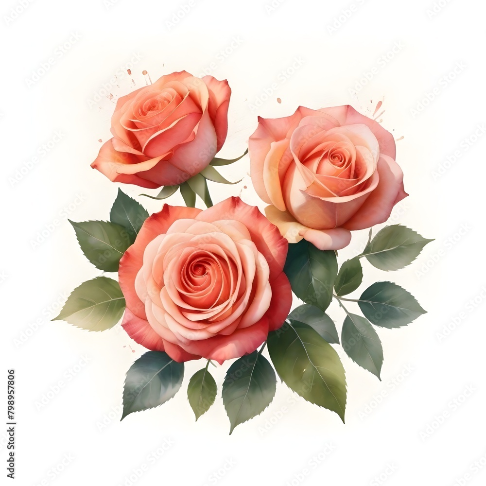 Naklejka premium Romantic Wedding Flowers Illustration Digital Painting Floral Background Beautiful Blossoms Design
