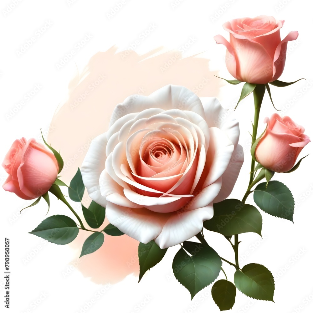 Naklejka premium Romantic Wedding Flowers Illustration Digital Painting Floral Background Beautiful Blossoms Design