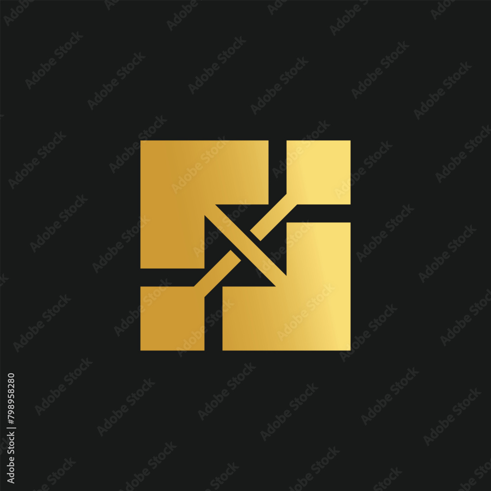 Fototapeta premium Brand business logo design vector with creative square concept and golden gradient