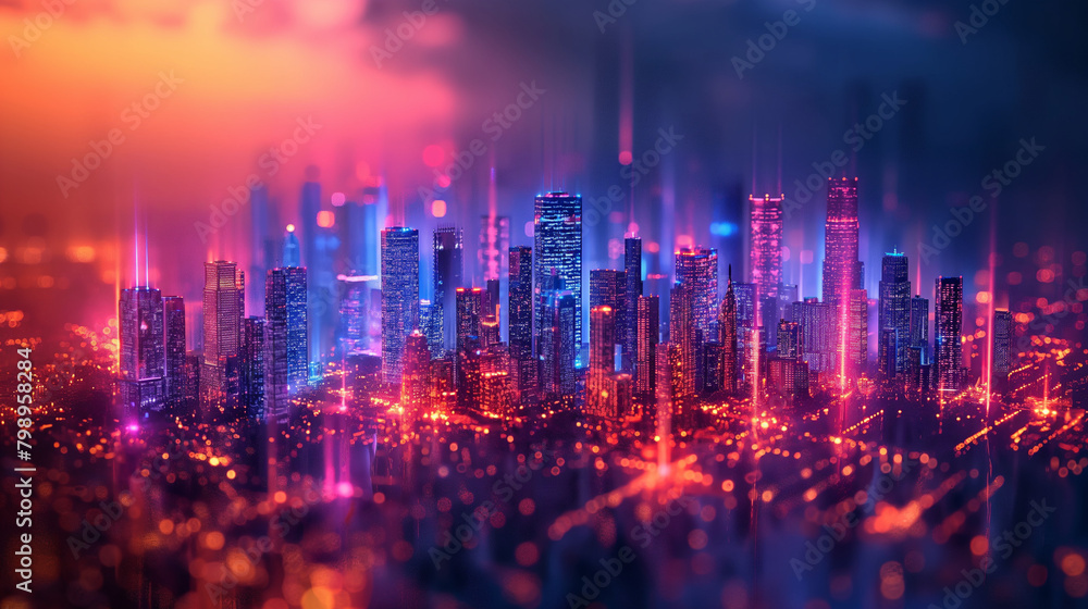Abstract city building skyline metropolitan area in contemporary color style and futuristic effects. Abstract city building skyline metropolitan area in contemporary color style and futuristic effects.