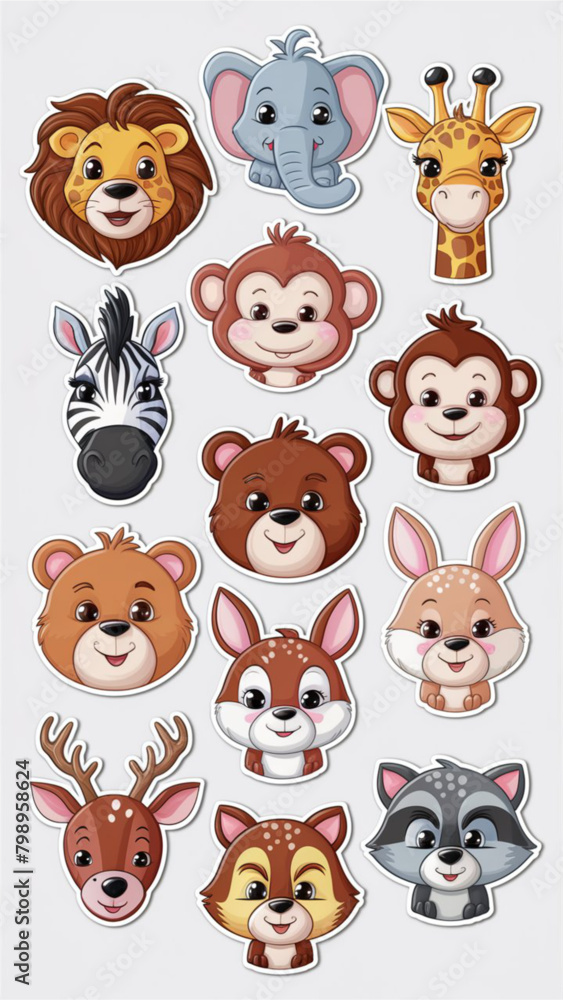 a collage of cartoon animals with a lion on the back animal stickers a collage of cartoon animals with a lion on the back animal stickers