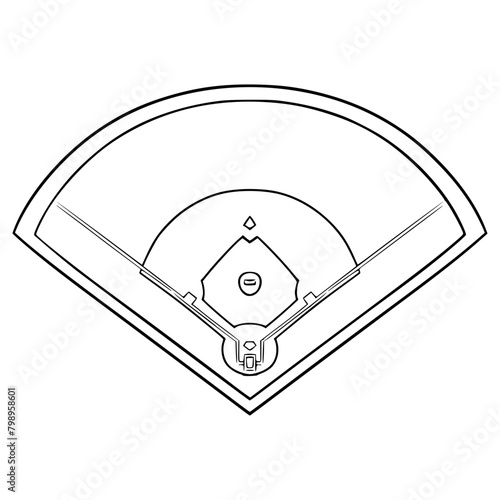 baseball diamond or baseball field illustration hand drawn outline vector