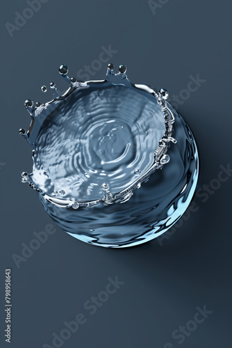 a blue water droplet on gray blue background (ID: 798958643)