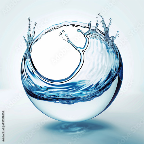 a blue water ball with the splash