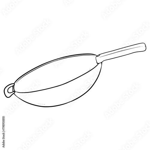 Wok illustration hand drawn outline vector