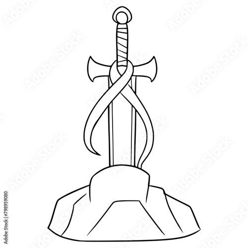 Excalibur illustration hand drawn outline vector