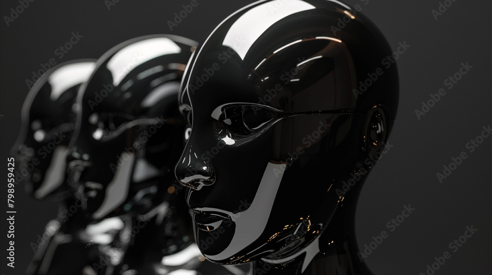 A row of black statues of people standing in a line. The statues are all the same size and shape, and they are all facing the same direction. The image has a monochromatic color scheme
A row of black statues of people standing in a line. The statues are all the same size and shape, and they are all facing the same direction. The image has a monochromatic color scheme