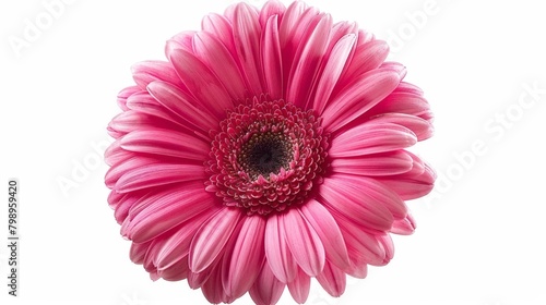 Pink flower with black center on white background