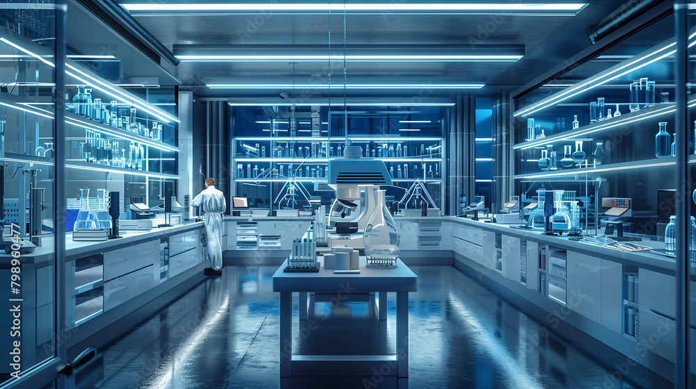 laboratory of scientists. science and medicine. without people