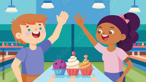 At a local bowling alley firsttime homework helpers were all smiles as they highfived each other and devoured celebratory cupcakes marking the