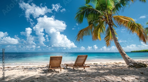 beach chair on tropical beach 