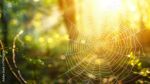 spider web with dew drops