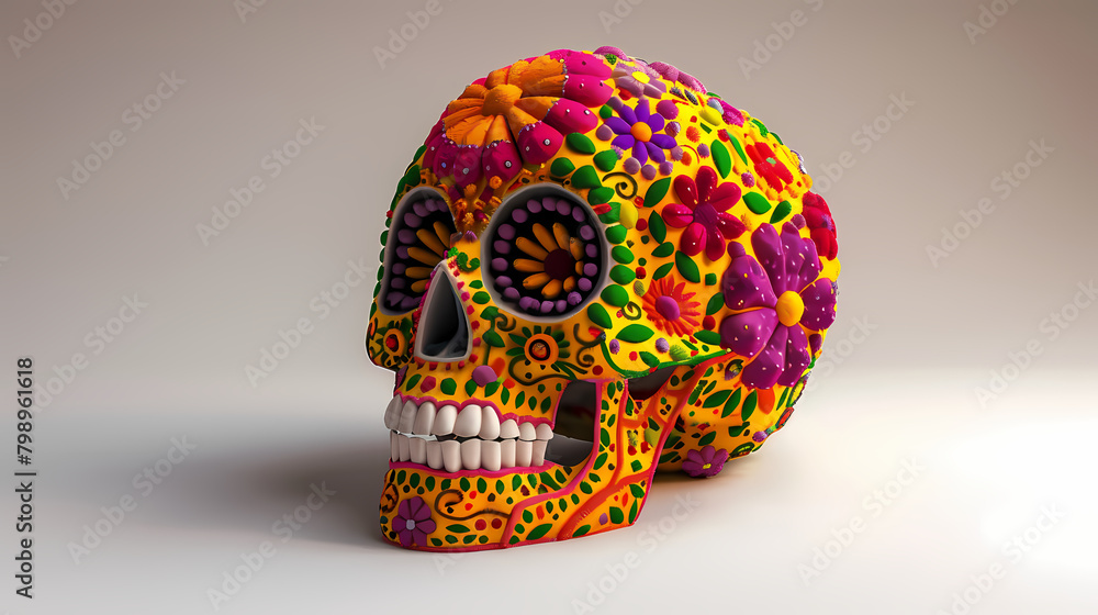 Skull on White Surface: Symbol of Life, Day of the Dead, and Halloween
