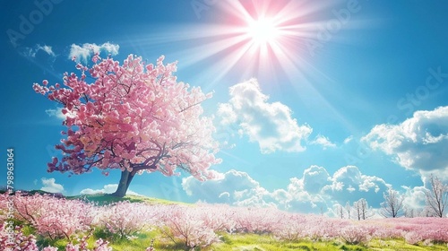 landscape with sky and flowers