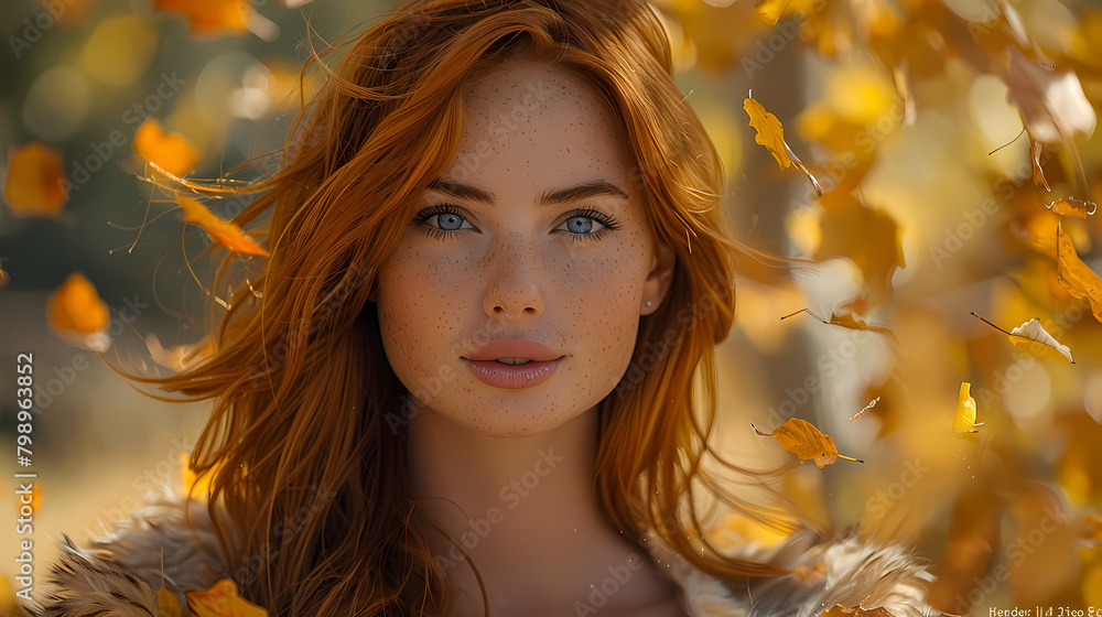 Autumn Preview: Portrait of a Beautiful Woman with Auburn Red Hair and Autumn Leaves, Captivating Display of Fall Beauty. Ravishing Red Hair: Portrait of a Stunning Woman Embracing Fiery Tresses Autumn Preview: Portrait of a Beautiful Woman with Auburn Red Hair and Autumn Leaves, Captivating Display of Fall Beauty. Ravishing Red Hair: Portrait of a Stunning Woman Embracing Fiery Tresses