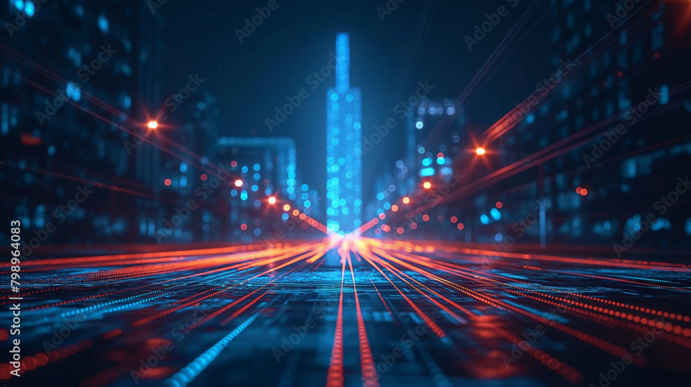 Fototapeta premium High speed wireless technology, telecommunication, internet of things concept, Smart city 5G technology. 