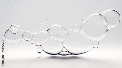 Minimalistic pure flow liquid bubble, white plain background
