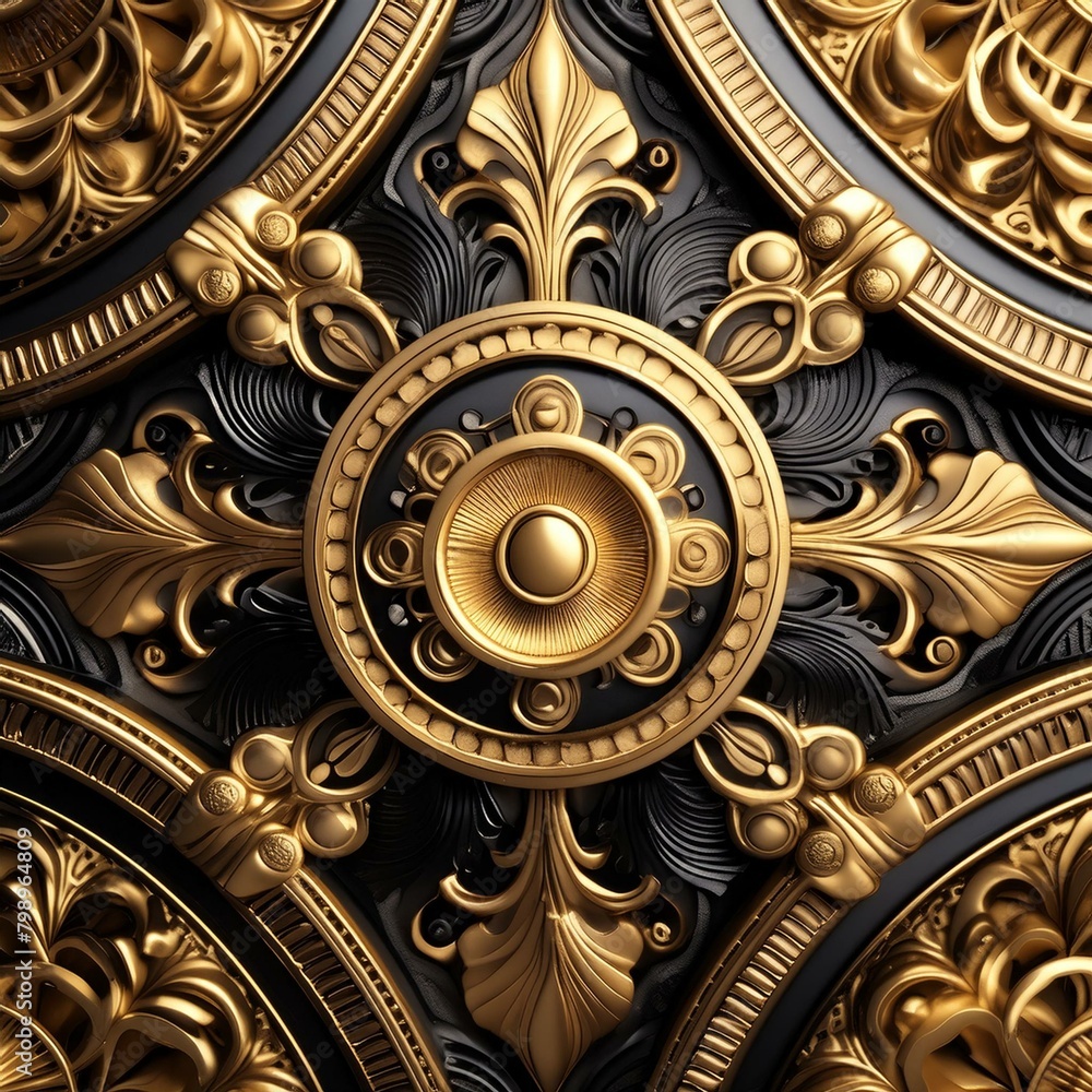 Regal Splendor: Luxurious Gold and Black Carved Texture