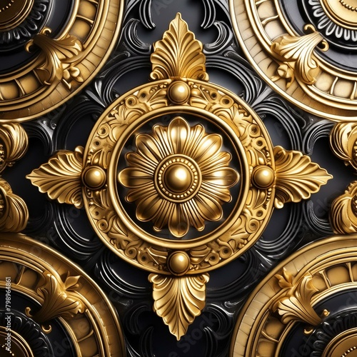 Gilded Opulence: Luxurious Gold and Black Carved Pattern