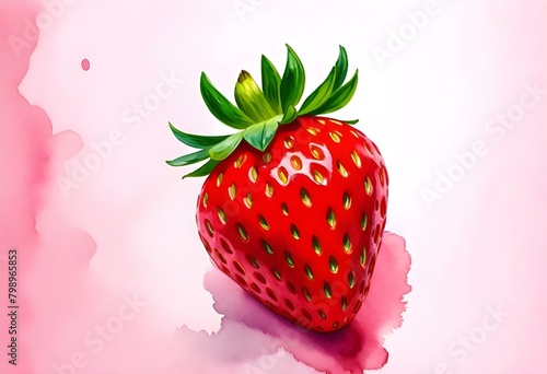 Strawberry Illustration Digital Fruit Painting Isolated Background Graphic Vegan Healthy Food Design