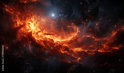 Dark Orange Space Filled With Stars © uhdenis
