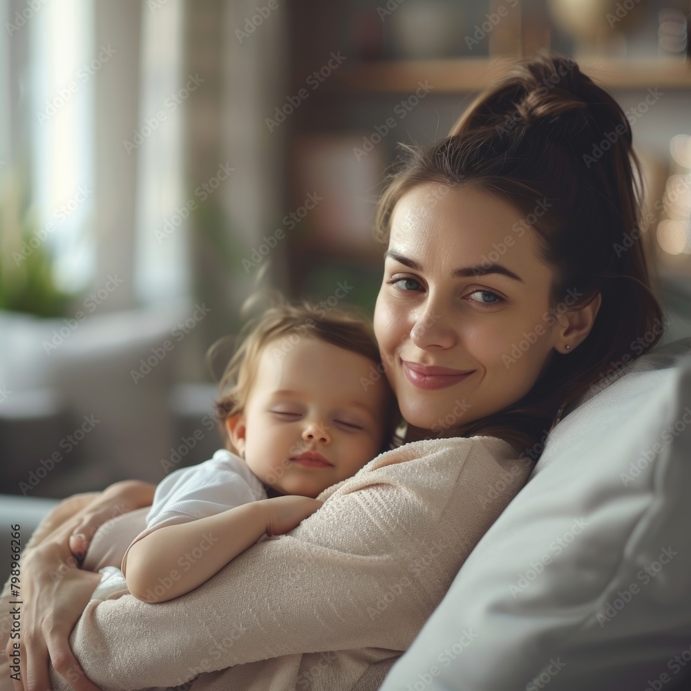 loving mother cradles her sleeping newborn, a tender moment of connection loving mother cradles her sleeping newborn, a tender moment of connection
