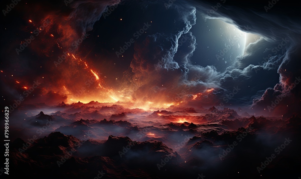 Dark Sky With Clouds and Bright Light Dark Sky With Clouds and Bright Light