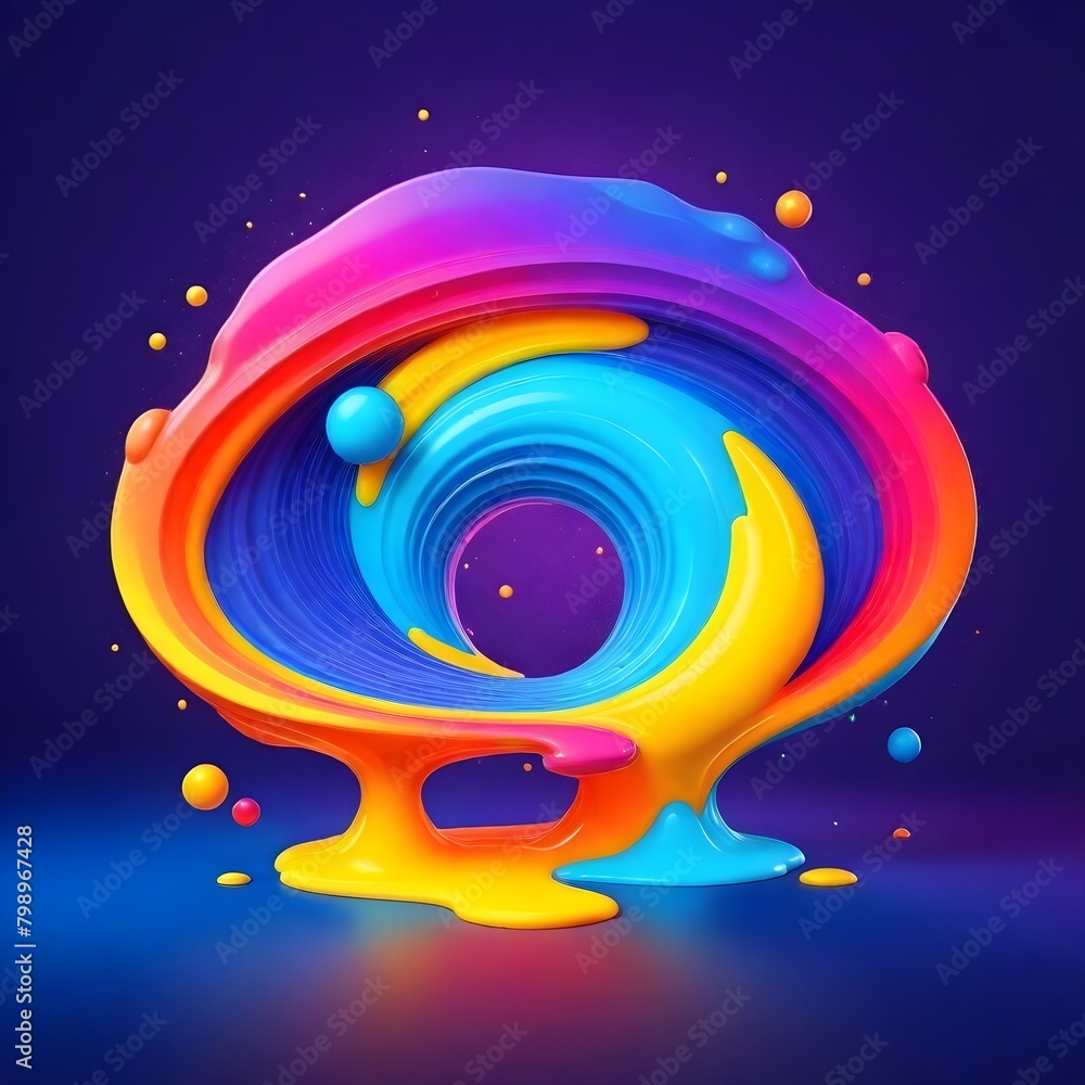 Fototapeta premium Stylized Galaxy Melting Liquid Cartoon Background Digital Fluid Painting Illustration Colored Design