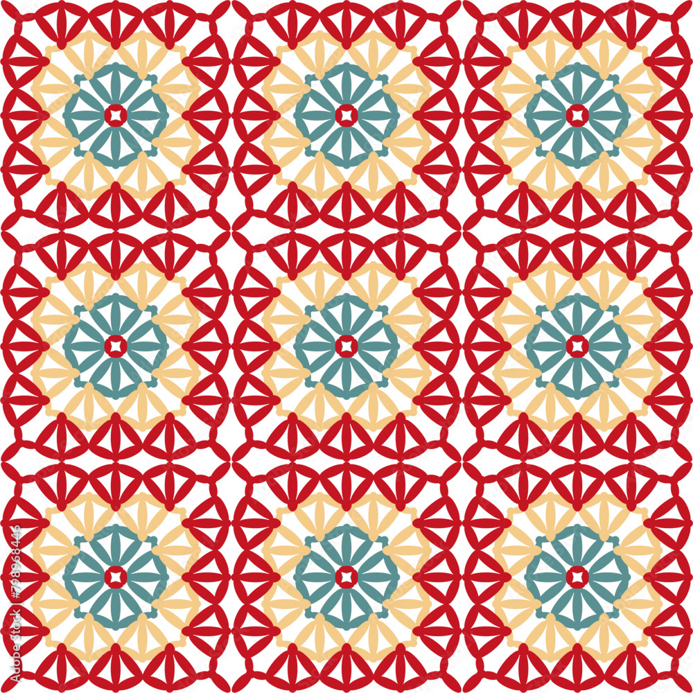 Pattern with crochet granny square wallpaper handmade decorative art design print 