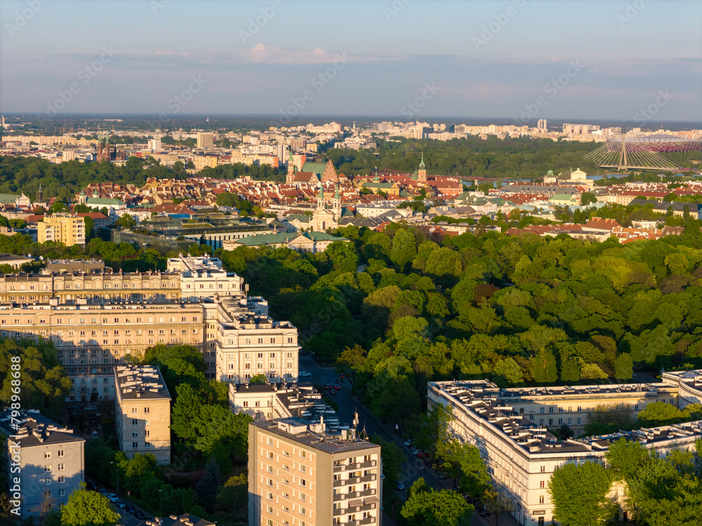 Fototapeta premium Warszawa, panorama z lotu ptaka. 