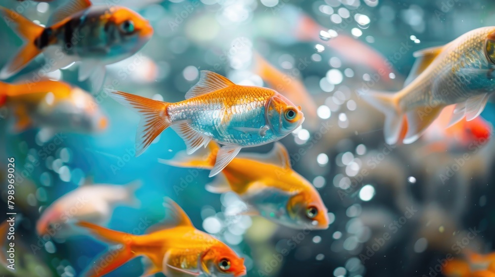 Fototapeta premium Picture of coral under the sea There were many kinds of small fish swimming around and the sea air bubbles were very beautiful.