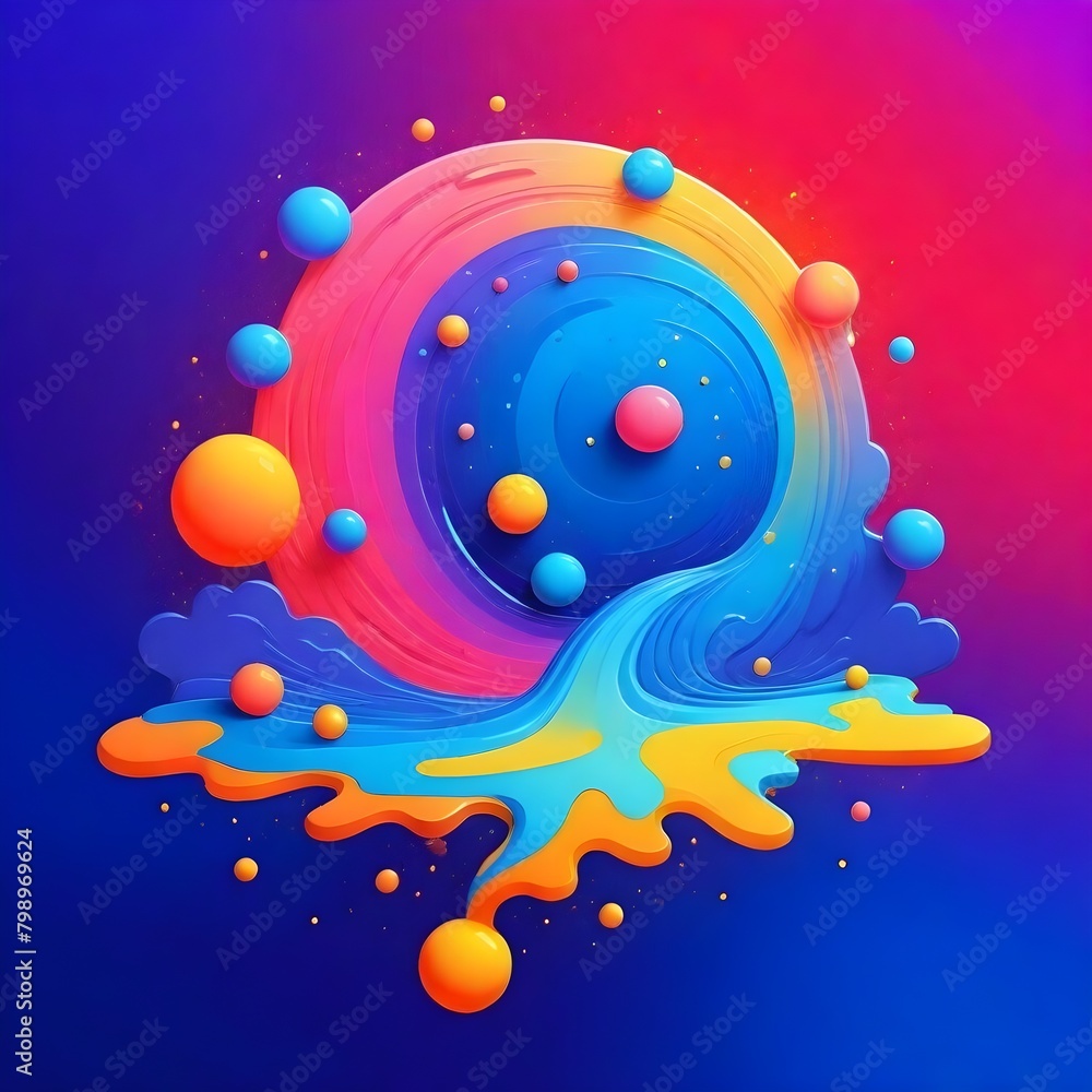 Stylized Galaxy Melting Liquid Cartoon Background Digital Fluid Painting Illustration Colored Design Stylized Galaxy Melting Liquid Cartoon Background Digital Fluid Painting Illustration Colored Design