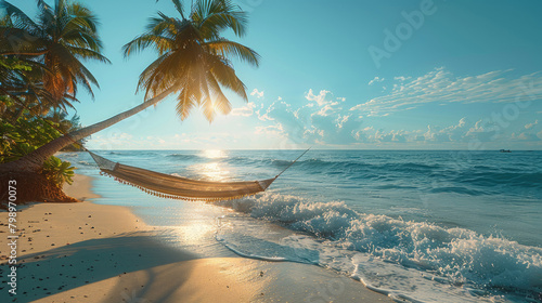 Coastal relaxation  vacations concept illustration  generative ai