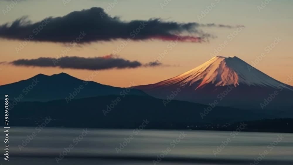 landscape mountain with cloud and lake