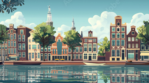 Amsterdam city. Famous Dutch channels and great cityscape photo