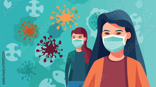 Healthy person in face mask among infected people.