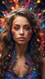 The Abstract Splendor of Women Fashion and the Complexity of Style. Beautiful Woman in an Abstract Splash of Color. The Splendor of Woman's Beauty. Beautiful Woman Portrait.