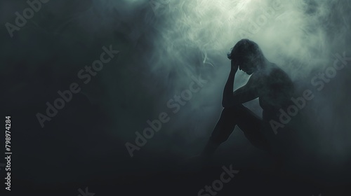 Silhouette of Suffering: Consumed by Addiction and Desolation photo