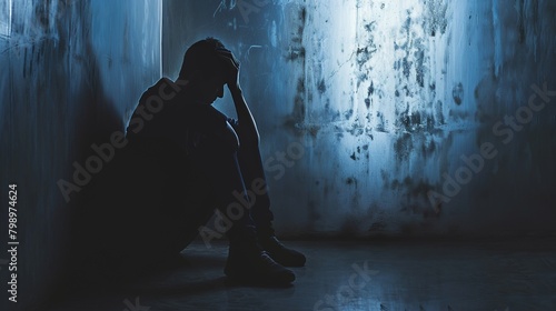 Anger and Addiction: Troubled Silhouette photo