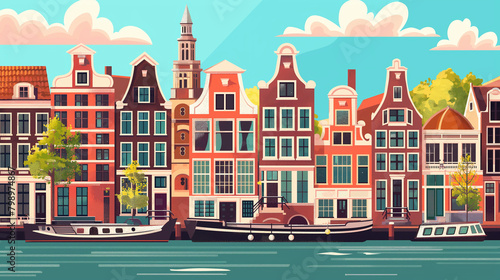 Illustration of Amsterdam, Netherlands photo