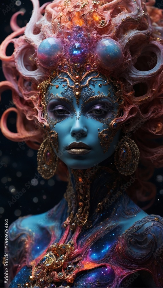 A high fashion photograph capturing the elegance of a grotesque nebula navigator A high fashion photograph capturing the elegance of a grotesque nebula navigator