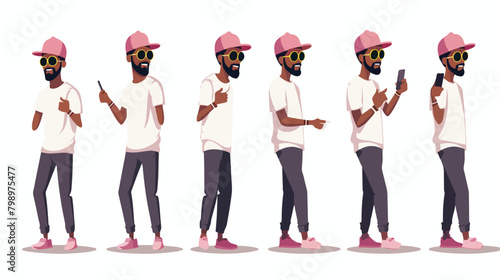 Hipster guy animation kit. African American man dre