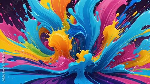 Vibrant Abstract Backgrounds of Colorful Ink Swirls and Splashes © ankpristoriko